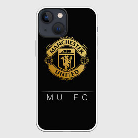 Чехол для iPhone 13 mini с принтом MU Gold ,  |  | Тематика изображения на принте: champions | england | league | manchester | united | лига | манчестер | чемпионов | юнайтед