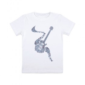 Детская футболка хлопок с принтом Гитара , 100% хлопок | круглый вырез горловины, полуприлегающий силуэт, длина до линии бедер | Тематика изображения на принте: гитара | инструмент | круги | кружева | музыка | рок | стиль
