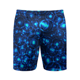 Мужские шорты 3D спортивные с принтом Пузырчатый абстракт ,  |  | Тематика изображения на принте: абстракт | огоньки | пузыри | синий
