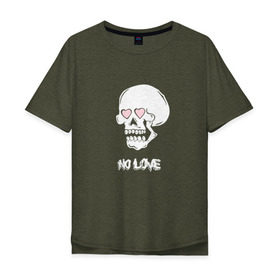 Мужская футболка хлопок Oversize с принтом No love skull , 100% хлопок | свободный крой, круглый ворот, “спинка” длиннее передней части | guccigang | hearts | nolove | дремин | ивандремин | любовь | нелюбовь | сердечки | сердце | фэйс | череп