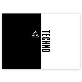 Поздравительная открытка с принтом Techno , 100% бумага | плотность бумаги 280 г/м2, матовая, на обратной стороне линовка и место для марки
 | Тематика изображения на принте: ebm | edm | hi nrg | techno | габбер | даб | детройт | дип | индастриал | италиан | минимал | музыка | синтипоп | тек хаус | техно | фанк | хард | чикаго хаус | шранц | эйсид | электро | электронная