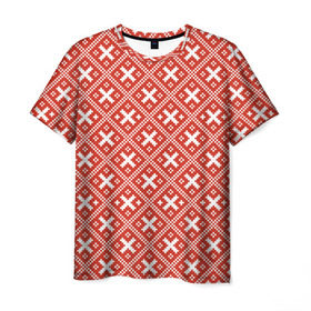 Мужская футболка 3D с принтом узоры , 100% полиэфир | прямой крой, круглый вырез горловины, длина до линии бедер | вышивка | оберег | обережная | орнамент | россия | русь | славянский | узор