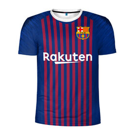 Мужская футболка 3D спортивная с принтом Barcelona home 18-19 , 100% полиэстер с улучшенными характеристиками | приталенный силуэт, круглая горловина, широкие плечи, сужается к линии бедра | barcelona | champions | league | lionel | messi | spain | барселона | испания | лига | лионель | месси | чемпионов