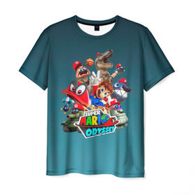 Мужская футболка 3D с принтом Super Mario Odyssey , 100% полиэфир | прямой крой, круглый вырез горловины, длина до линии бедер | Тематика изображения на принте: nintendo | марио | нинтендо