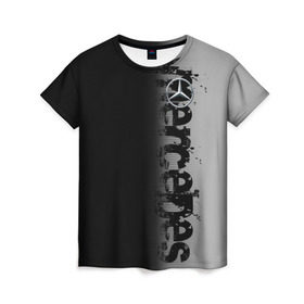 Женская футболка 3D с принтом MERCEDES BENZ SPORT , 100% полиэфир ( синтетическое хлопкоподобное полотно) | прямой крой, круглый вырез горловины, длина до линии бедер | mercedes | марка | машины | мерседес