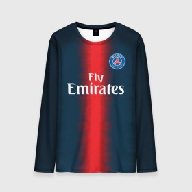 Мужской лонгслив 3D с принтом PSG Форма Новая Home 18/19 , 100% полиэстер | длинные рукава, круглый вырез горловины, полуприлегающий силуэт | 2019 | brazil | fcb | paris saint germain | psg | бразилия | новая | псж | форма | футбольная