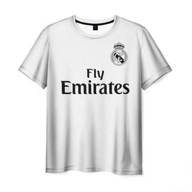 Мужская футболка 3D с принтом Реал Мадрид Форма Новая 18/19 , 100% полиэфир | прямой крой, круглый вырез горловины, длина до линии бедер | Тематика изображения на принте: 2019 | cristiano | isco | madrid | real | иско | мадрид | реал | сливочные | форма | футбольная