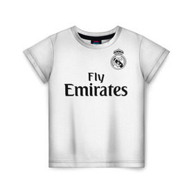 Детская футболка 3D с принтом Реал Мадрид Форма Новая 18/19 , 100% гипоаллергенный полиэфир | прямой крой, круглый вырез горловины, длина до линии бедер, чуть спущенное плечо, ткань немного тянется | 2019 | cristiano | isco | madrid | real | иско | мадрид | реал | сливочные | форма | футбольная