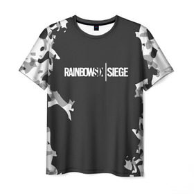 Мужская футболка 3D с принтом RAINBOW SIX SIEGE , 100% полиэфир | прямой крой, круглый вырез горловины, длина до линии бедер | cybersport | esports | pro league | r6 | rainbow | rainbow six | siege | six | weapon | армия | боевик | военные | война | игры | киберспорт | логотип | модные | оперативники | оружие | радуга | черный белый | шутер