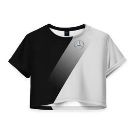 Женская футболка 3D укороченная с принтом MERCEDES BENZ ЭЛИТА , 100% полиэстер | круглая горловина, длина футболки до линии талии, рукава с отворотами | mercedes | марка | машины | мерседес