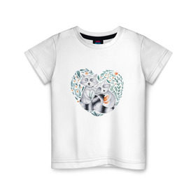 Детская футболка хлопок с принтом Еноты , 100% хлопок | круглый вырез горловины, полуприлегающий силуэт, длина до линии бедер | love | romantic | енот | еноты | животное | животные | любовь | природа | романтика | сердца | сердце