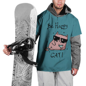 Накидка на куртку 3D с принтом Быть счастливым котом! , 100% полиэстер |  | cat | happy | домашние любимцы | животные | котики | котэ | котята | любов | милые | счастье