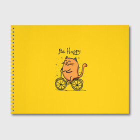 Альбом для рисования с принтом Be Happy cat , 100% бумага
 | матовая бумага, плотность 200 мг. | cat | домашние любимцы | животные | котики | котэ | котята | любовь | милые