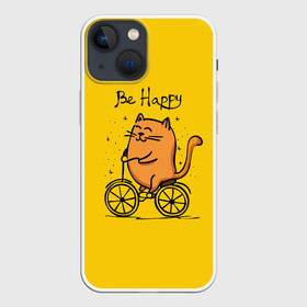 Чехол для iPhone 13 mini с принтом Be Happy,cat ,  |  | cat | домашние любимцы | животные | котики | котэ | котята | любовь | милые
