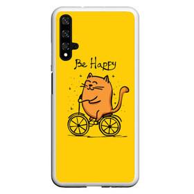 Чехол для Honor 20 с принтом Be Happy cat , Силикон | Область печати: задняя сторона чехла, без боковых панелей | Тематика изображения на принте: cat | домашние любимцы | животные | котики | котэ | котята | любовь | милые