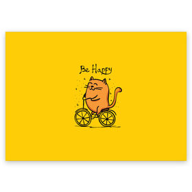 Поздравительная открытка с принтом Be Happy,cat , 100% бумага | плотность бумаги 280 г/м2, матовая, на обратной стороне линовка и место для марки
 | cat | домашние любимцы | животные | котики | котэ | котята | любовь | милые