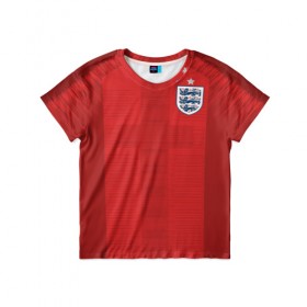 Детская футболка 3D с принтом England away WC 2018 , 100% гипоаллергенный полиэфир | прямой крой, круглый вырез горловины, длина до линии бедер, чуть спущенное плечо, ткань немного тянется | cup | england | fifa | russia | world | англия | мира | россия | чемпионат