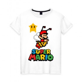 Женская футболка хлопок с принтом Bee Mario , 100% хлопок | прямой крой, круглый вырез горловины, длина до линии бедер, слегка спущенное плечо | nintendo | марио | нинтендо