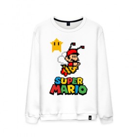 Мужской свитшот хлопок с принтом Bee Mario , 100% хлопок |  | nintendo | марио | нинтендо