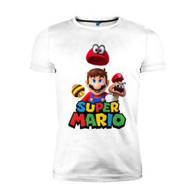 Мужская футболка премиум с принтом Super Mario , 92% хлопок, 8% лайкра | приталенный силуэт, круглый вырез ворота, длина до линии бедра, короткий рукав | nintendo | марио | нинтендо