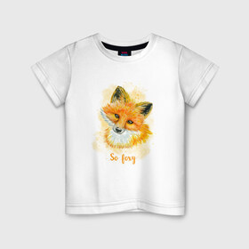 Детская футболка хлопок с принтом Лисичка , 100% хлопок | круглый вырез горловины, полуприлегающий силуэт, длина до линии бедер | Тематика изображения на принте: fox | лес | лесной | лис | лиса | лисенок | лисичка | милый | рыжий | хищник