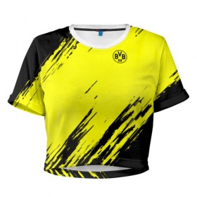 Женская футболка 3D укороченная с принтом FC Borussia 2018 Original , 100% полиэстер | круглая горловина, длина футболки до линии талии, рукава с отворотами | боруссия | дортмунд