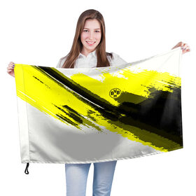 Флаг 3D с принтом FC Borussia Original 2018 , 100% полиэстер | плотность ткани — 95 г/м2, размер — 67 х 109 см. Принт наносится с одной стороны | football | soccer | боруссия