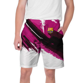 Мужские шорты 3D с принтом FC Barcelona Original 2018 ,  полиэстер 100% | прямой крой, два кармана без застежек по бокам. Мягкая трикотажная резинка на поясе, внутри которой широкие завязки. Длина чуть выше колен | football | soccer | барселона
