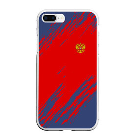 Чехол для iPhone 7Plus/8 Plus матовый с принтом RUSSIA SPORT , Силикон | Область печати: задняя сторона чехла, без боковых панелей | russia | белый | болельщик | герб | двуглавый орел | корона | красный | лошадь | модные | надписи | орел | патриот | россия | синий | спорт | спортивные | триколор | униформа | фанат | цвет