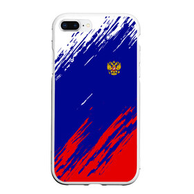 Чехол для iPhone 7Plus/8 Plus матовый с принтом RUSSIA SPORT РОССИЯ СПОРТ , Силикон | Область печати: задняя сторона чехла, без боковых панелей | russia | белый | болельщик | герб | двуглавый орел | корона | красный | лошадь | модные | надписи | орел | патриот | россия | синий | спорт | спортивные | триколор | униформа | фанат | цвет