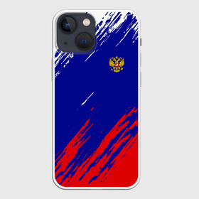 Чехол для iPhone 13 mini с принтом RUSSIA SPORT   РОССИЯ СПОРТ ,  |  | Тематика изображения на принте: russia | белый | болельщик | герб | двуглавый орел | корона | красный | лошадь | модные | надписи | орел | патриот | россия | синий | спорт | спортивные | триколор | униформа | фанат | цвет