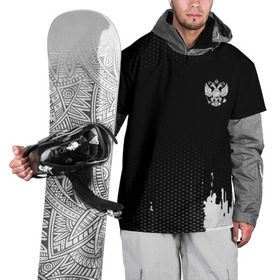 Накидка на куртку 3D с принтом Russia black collection , 100% полиэстер |  | abstraction | grunge | russia | sport | абстракция | герб | краска | русский | символика рф | спорт | спортивный | триколор | униформа | форма | я русский