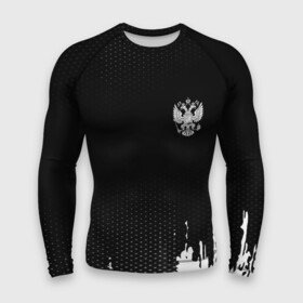 Мужской рашгард 3D с принтом Russia black collection ,  |  | abstraction | grunge | russia | sport | абстракция | герб | краска | русский | символика рф | спорт | спортивный | триколор | униформа | форма | я русский