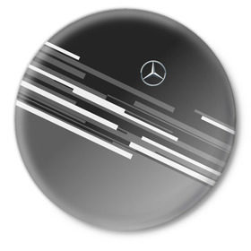 Значок с принтом MERCEDES BENZ SPORT ,  металл | круглая форма, металлическая застежка в виде булавки | mercedes | марка | машины | мерседес