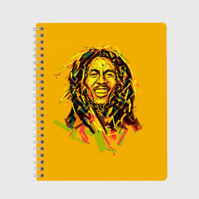 Тетрадь с принтом bob marley , 100% бумага | 48 листов, плотность листов — 60 г/м2, плотность картонной обложки — 250 г/м2. Листы скреплены сбоку удобной пружинной спиралью. Уголки страниц и обложки скругленные. Цвет линий — светло-серый
 | гитарист | марли | музыкант | неста | регги | роберт