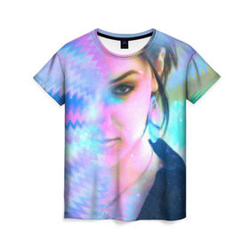 Женская футболка 3D с принтом Саша Грей. Абстракция , 100% полиэфир ( синтетическое хлопкоподобное полотно) | прямой крой, круглый вырез горловины, длина до линии бедер | gray | sasha grey | актриса | девушка | психоделика