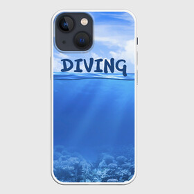 Чехол для iPhone 13 mini с принтом Дайвинг ,  |  | coral reef | diver | diving | underwater | вода | водолаз | волна | дайвер | коралловые рифы | море | ныряние | океан | подводный мир