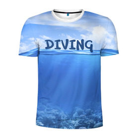 Мужская футболка 3D спортивная с принтом Дайвинг , 100% полиэстер с улучшенными характеристиками | приталенный силуэт, круглая горловина, широкие плечи, сужается к линии бедра | coral reef | diver | diving | underwater | вода | водолаз | волна | дайвер | коралловые рифы | море | ныряние | океан | подводный мир