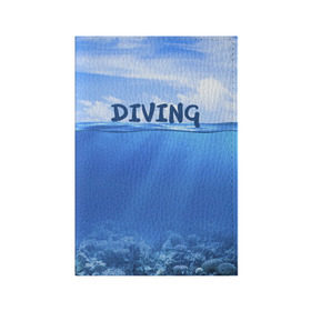 Обложка для паспорта матовая кожа с принтом Дайвинг , натуральная матовая кожа | размер 19,3 х 13,7 см; прозрачные пластиковые крепления | coral reef | diver | diving | underwater | вода | водолаз | волна | дайвер | коралловые рифы | море | ныряние | океан | подводный мир