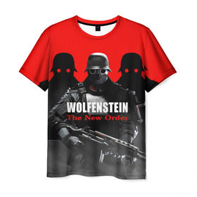 Мужская футболка 3D с принтом Wolfenstein: The New Order , 100% полиэфир | прямой крой, круглый вырез горловины, длина до линии бедер | game | вильгельм череп штрассе | вольфенштайн: новый порядок | игра | игрок | молот евы | оружие | уильям бласковиц | шутер
