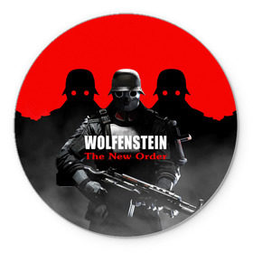 Коврик для мышки круглый с принтом Wolfenstein: The New Order , резина и полиэстер | круглая форма, изображение наносится на всю лицевую часть | game | вильгельм череп штрассе | вольфенштайн: новый порядок | игра | игрок | молот евы | оружие | уильям бласковиц | шутер