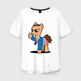 Мужская футболка хлопок Oversize с принтом My Strange Pony , 100% хлопок | свободный крой, круглый ворот, “спинка” длиннее передней части | my little pony | stranger things | дружба | мой маленький пони | очень странные дела