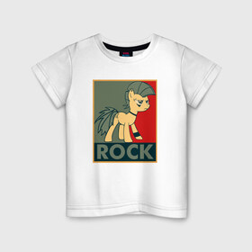 Детская футболка хлопок с принтом Rock , 100% хлопок | круглый вырез горловины, полуприлегающий силуэт, длина до линии бедер | my little pony | rock | дружба | мой маленький пони | рок