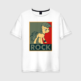 Женская футболка хлопок Oversize с принтом Rock , 100% хлопок | свободный крой, круглый ворот, спущенный рукав, длина до линии бедер
 | my little pony | rock | дружба | мой маленький пони | рок