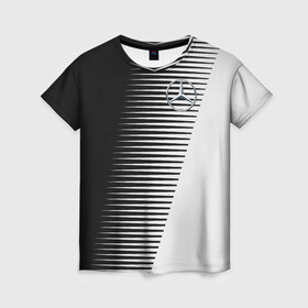 Женская футболка 3D с принтом MERCEDES BENZ SPORT , 100% полиэфир ( синтетическое хлопкоподобное полотно) | прямой крой, круглый вырез горловины, длина до линии бедер | 