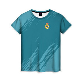 Женская футболка 3D с принтом Real Madrid 2018 Original , 100% полиэфир ( синтетическое хлопкоподобное полотно) | прямой крой, круглый вырез горловины, длина до линии бедер | emirates | fc | real madrid | абстракция | реал мадрид | футбольный клуб | эмблема