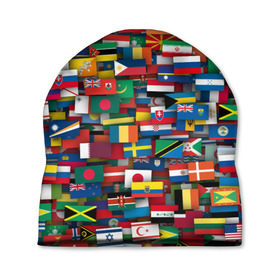 Шапка 3D с принтом Флаги всех стран , 100% полиэстер | универсальный размер, печать по всей поверхности изделия | интернационал | мир | паттерн | флаг