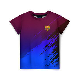 Детская футболка 3D с принтом FC Barcelona SPORT , 100% гипоаллергенный полиэфир | прямой крой, круглый вырез горловины, длина до линии бедер, чуть спущенное плечо, ткань немного тянется | Тематика изображения на принте: football | soccer | разноцветный