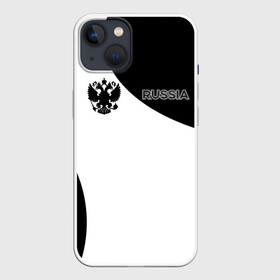 Чехол для iPhone 13 с принтом Россия BlackWhite ,  |  | russia | герб | орел | патриот | российский | россия | русский | символика | черно белый