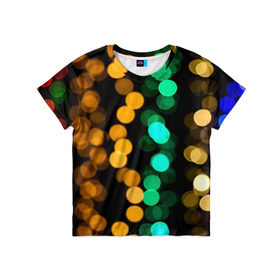 Детская футболка 3D с принтом Festive style , 100% гипоаллергенный полиэфир | прямой крой, круглый вырез горловины, длина до линии бедер, чуть спущенное плечо, ткань немного тянется | blurred lights | boke | colorful lights | holiday | боке | красочные огни | ночь | огоньки | праздник | размытые огни | цветные огни